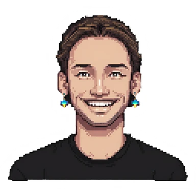 smiling man with earrings sticker
