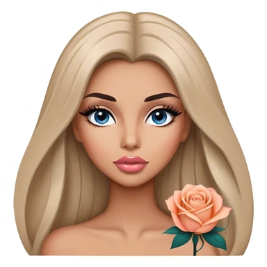 Glamours, tanned, very beautiful girl, with big pump peach-beige-rose lips, long long lashes, black straight smooth silky long hair, straight parting hair, blue-grey eyes sticker