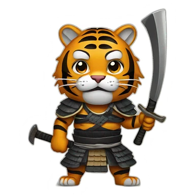 Tiger samurai holding axe sticker