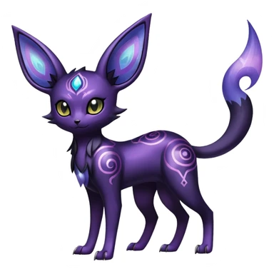 Shiny Exotic Badass Ethereal Royal Mysterious Gothic Noibat-Espeon-Umbreon-Pokémon-Fakémon-hybrid-creature (full body) with random pattern-markings sticker