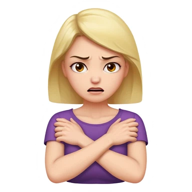 Angry Woman with her Arms crossed holding her neck sticker