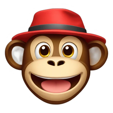 Happy_cute_Monkey_with_red_hat sticker
