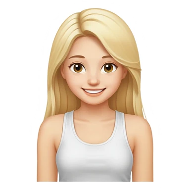 girl with long blonde hair smiling with white tank top sticker