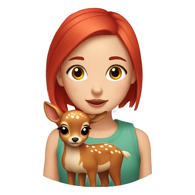 Little fawn with a red hair Girl  sticker