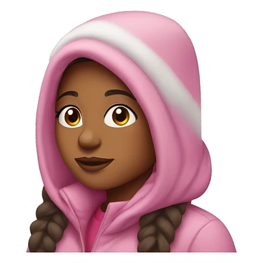 Brown girl in snow wearing pink sticker