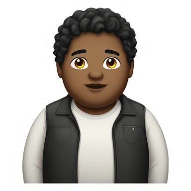 Obese, young man, black wavy hair. sticker