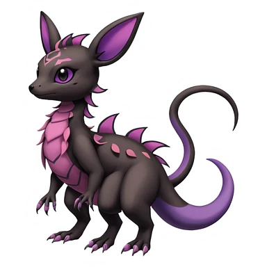 Rare exotic cute epic gothic aesthetic Salandit-Eevee-Noibat-species-Fakemon-hybrid-creature, with markings, full body sticker