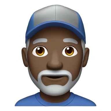 Man with blue eyes grey hair and grey goatee wearing ball cap holding long hair black chihuahua sticker