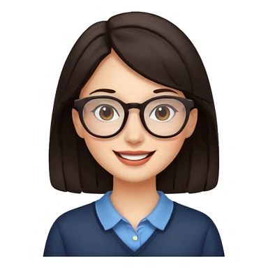 an aesthetic happy girl with dark brunette hair and glasses  sticker