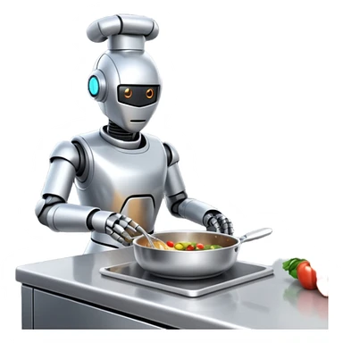 obot chef preparing a gourmet meal in a futuristic kitchen sticker