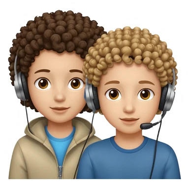curly haired with headphones in girls and boys sticker