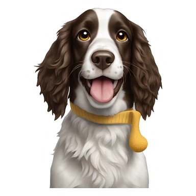 Springer spaniel with a sock in his mouth  sticker