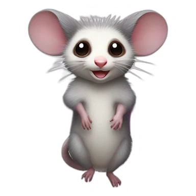 Adult male opossum with fairy wings, he’s flying  sticker