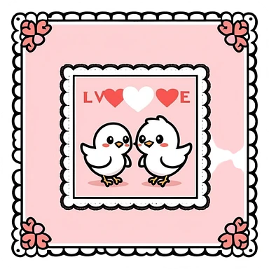 Square Valentine’s Day card with lace edges sticker