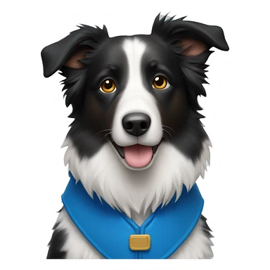 Border collie with blue vest on sticker