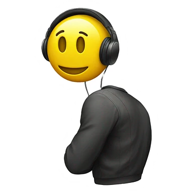 yellow smiley face emoji with headphones  sticker