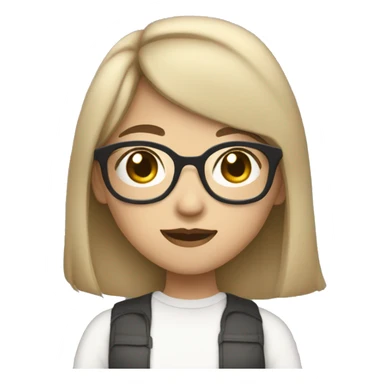 Pretty and coolAsian girl with medium hair on her shoulder and using rounded glasses with light skin and a side bangs sticker