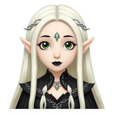 white long hair elf with goth cloth sticker