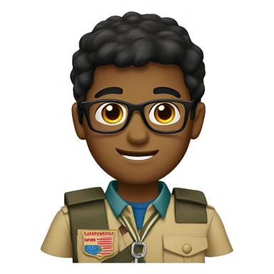 Boy-scout with dark hair and black glasses sticker