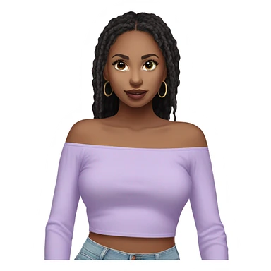 Lilac off shoulder Long sleeve flowy crop top, isolated sticker