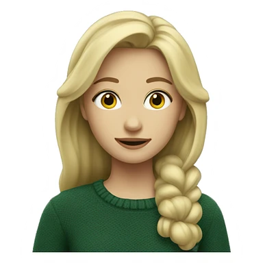 Blonde girl in hunter green sweater sticker