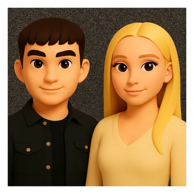 Increase the space between the people in the image while preserving the original style and look exactly as in the reference. sticker