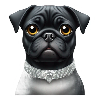 Black pug with Diamante collar sticker