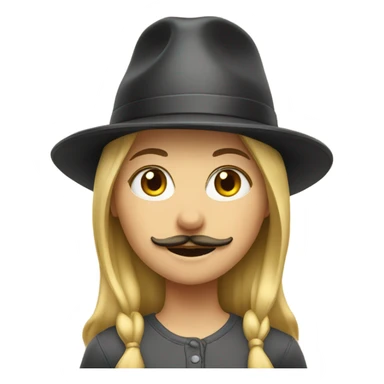 blonde girl with moustache and hat sticker