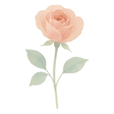 a single rose in bloom, elegant and classic, watercolor style sticker