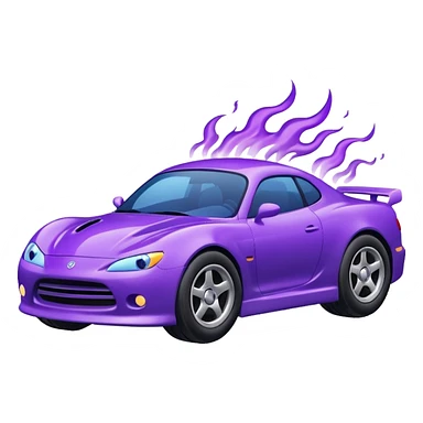 Purple car drifting with navy blue flames coming out of the rear tires. sticker