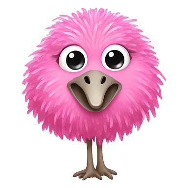 Pink full body ostrich with glitter  sticker