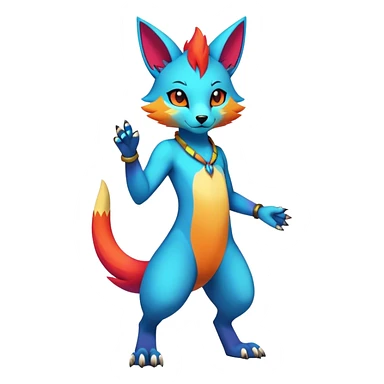 Edgy colorful anthro fursona Fakemon sticker