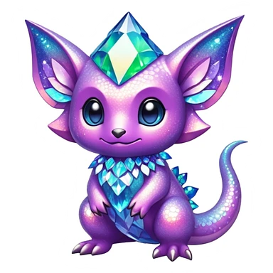 Randomly-colored sparkly exotic chibi Fakémon-creature sticker