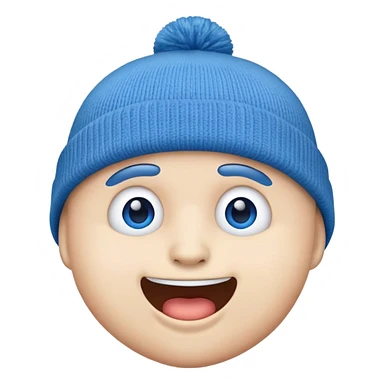 Blue emoji with mouth to with Beanie  sticker