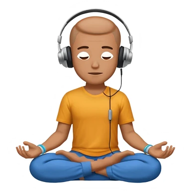 man meditating with headphones sticker