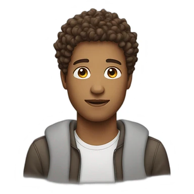 brown curly hair man with fade sticker