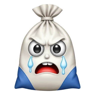 angry bag of cocaine with cartoon eyes sticker