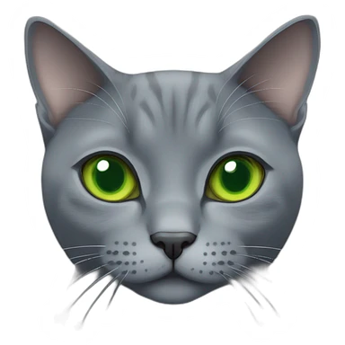 round faced grey russian blue cat with green eyes and fat sticker