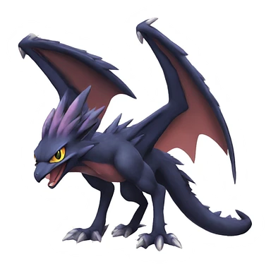 Edgy Cool Nargacuga-Noivern-Pokémon-fusion-cat Full Body sticker