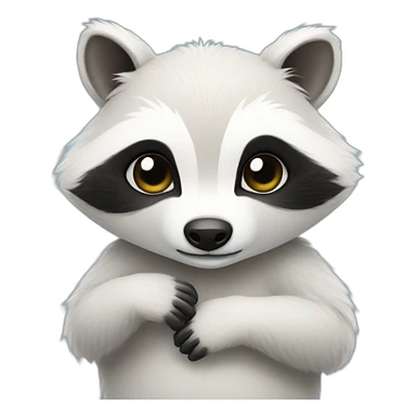 white racoon hugging sticker