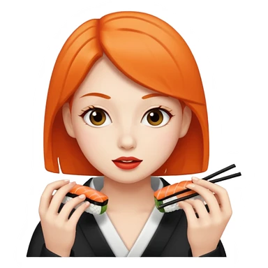Girl eating sushi sticker