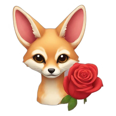 red fennec with rose sticker