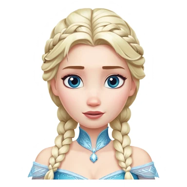 Elsa from Frozen with blonde braid, ice queen, chest up portrait sticker