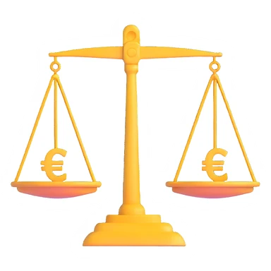 balance scale with euro symbols in both plates sticker
