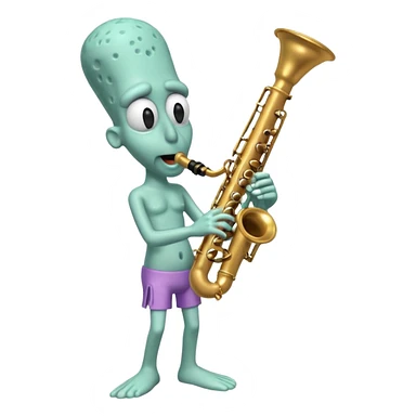 Squidward Tentacles playing the clarinet in bikini bottom vibrant cartoon style  sticker