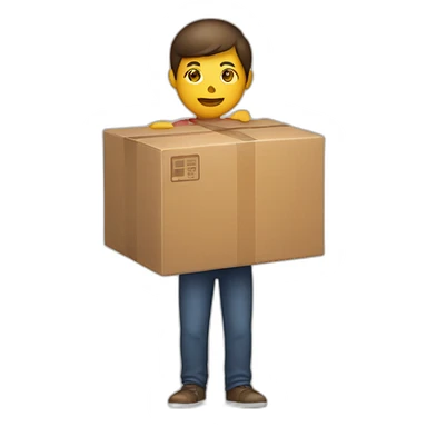 A person with a box in hands sticker