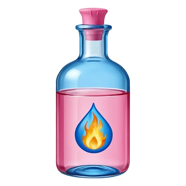 bottle of oil blue top pink outside with logo that says Diddy oil with fire emoji sticker