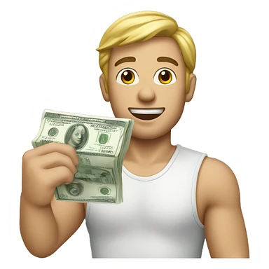 fair-skinned man holding money sticker