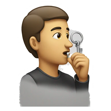 Person smelling their key with it to their nostril sticker