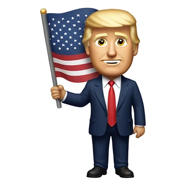 Donald Trump holding an American flag  sticker